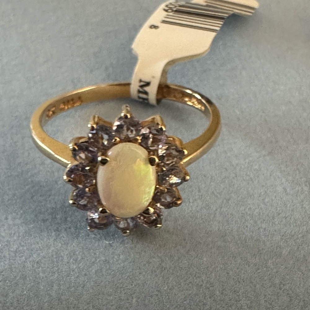 10k Opal ring with tanzanite - Picture 2 of 4